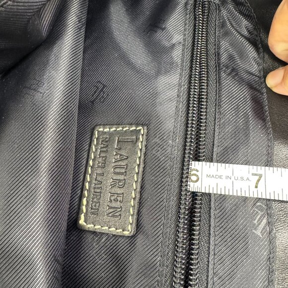 Ralph Lauren RLL Black Smooth Leather Front Flap Shoulder Bag Double Strap Class - Picture 14 of 16